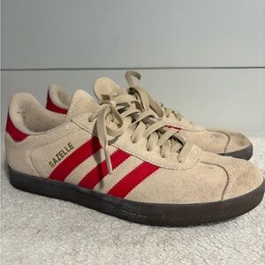 Adidas Gazelle Beige with Red Stripes